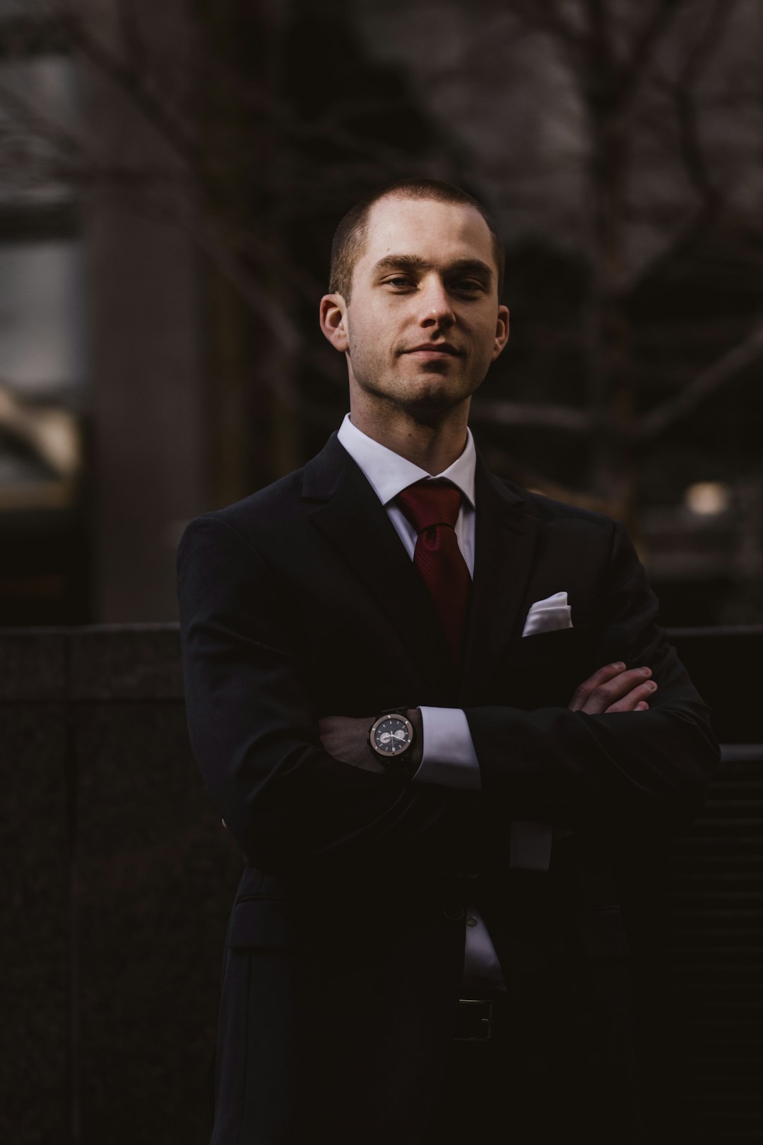 Stock portrait illustrating a fictional lawyer profile
