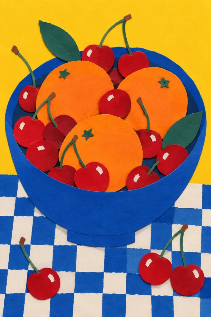Cherries on a Checked Cloth