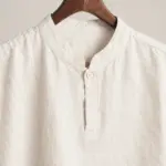 Cream shirt collar and placket detail