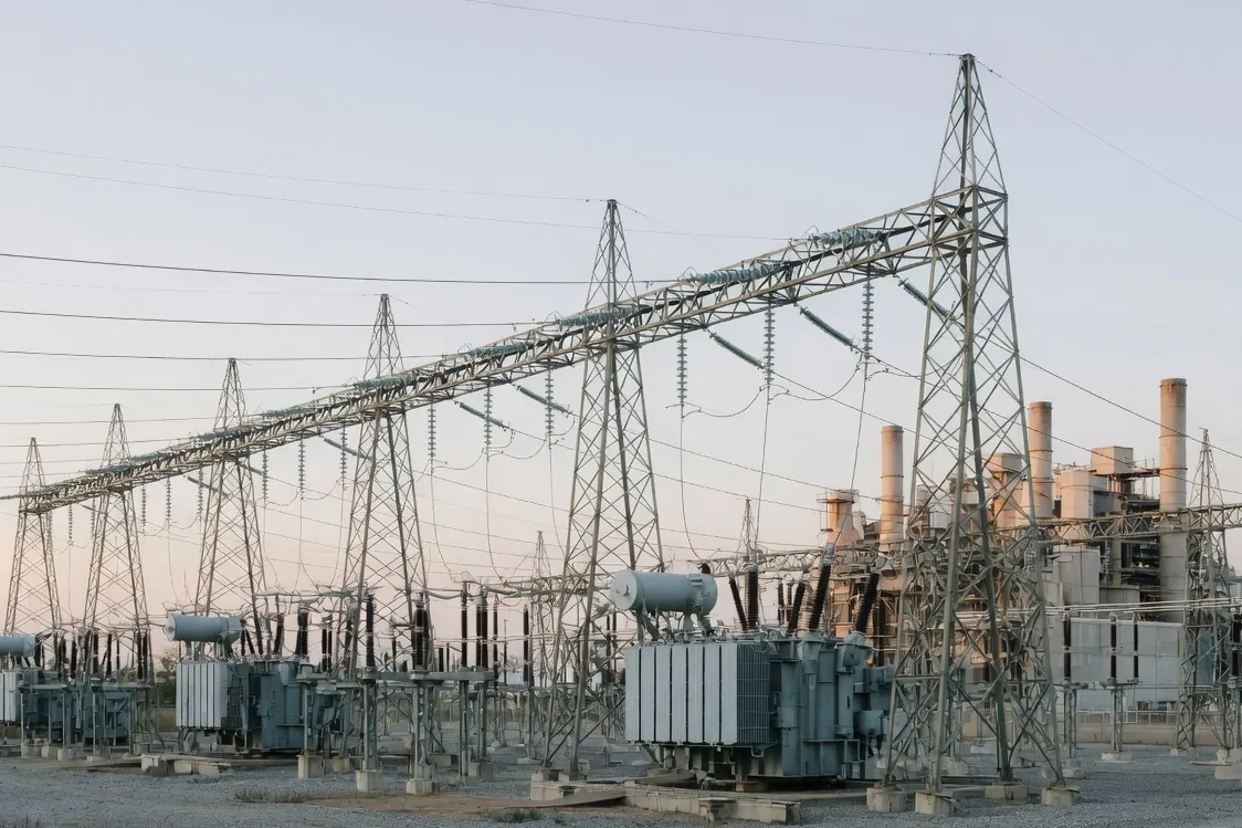 Transformers at an electrical substation