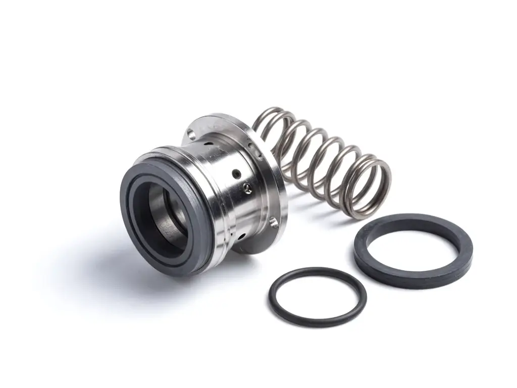 Mechanical seal kit 40-118: a steel seal cartridge, a coil spring and two black rubber rings